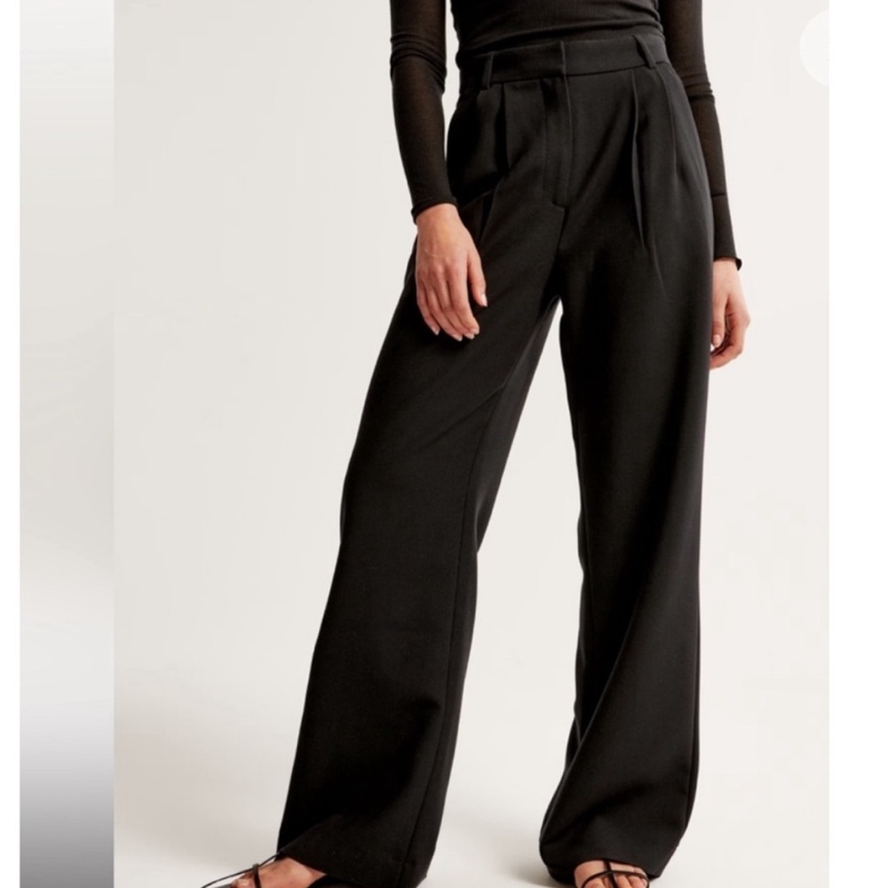 Abercrombie & Fitch Black Wide-Leg Trousers